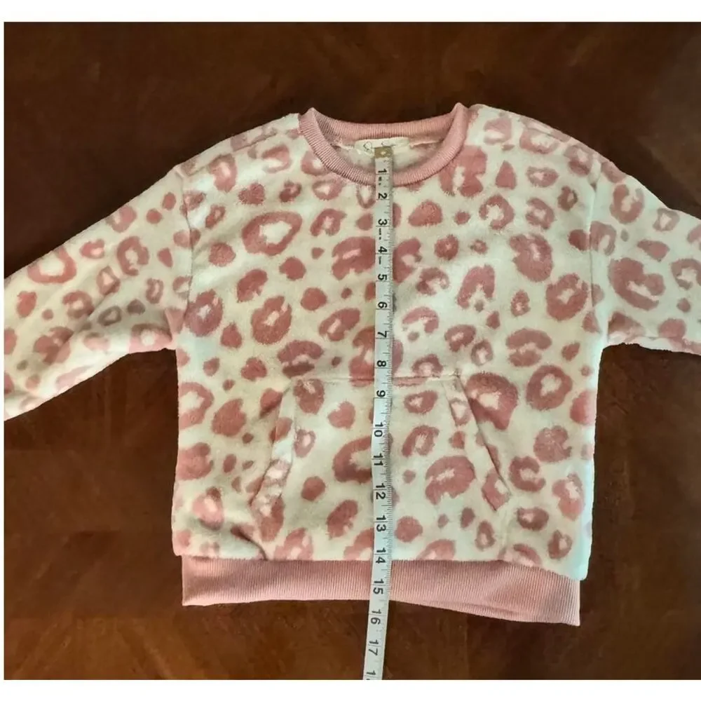 Jessica Simpson Girls Pullover Pink and White Leopard Print -Size 5/6